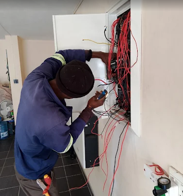 Professional electrician team